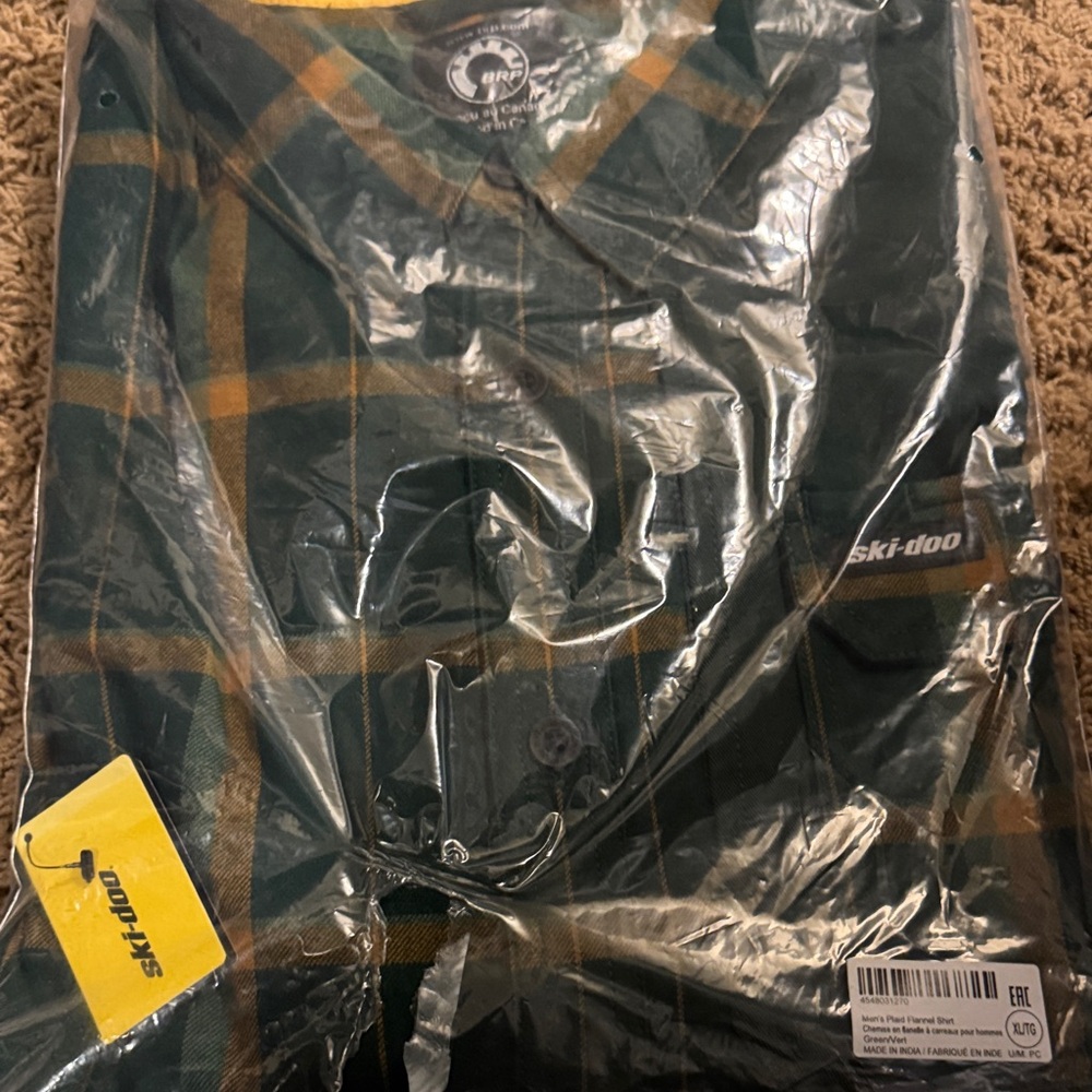 Ski-Doo Men's Green Plaid Shirt
